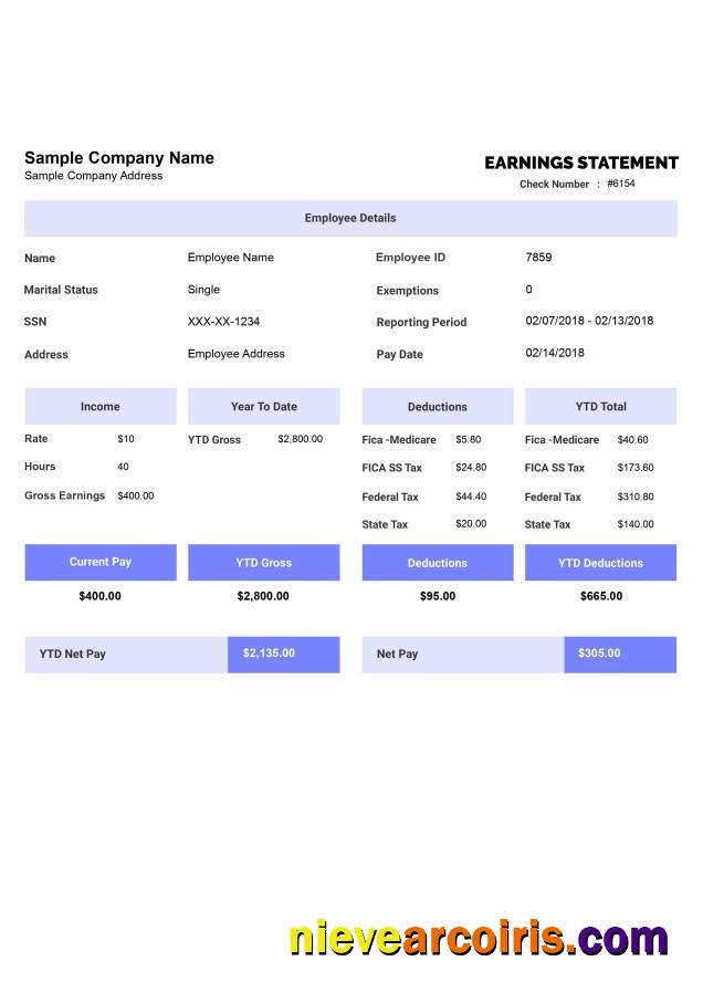 EARNINGS statement format, version 2